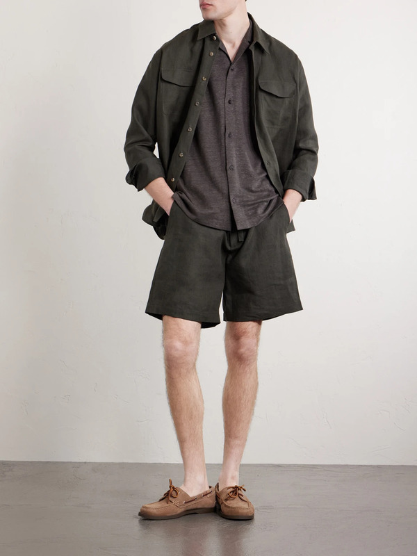  Mr P. - Camp-collar Linen Shirt - Men - Green - Xs 