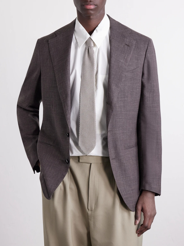  Mr P. - 7cm Knitted Silk Tie - Men - Neutrals 