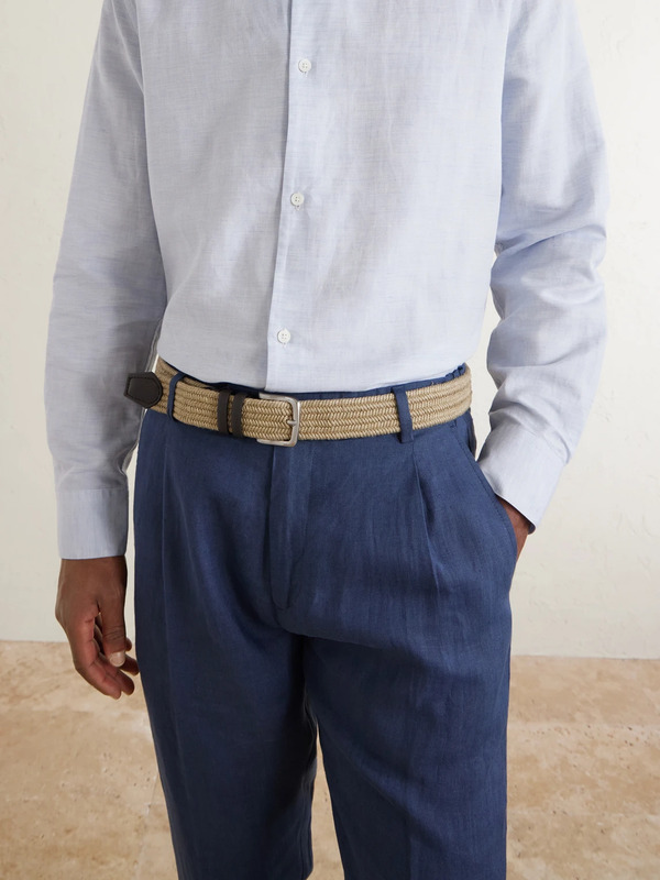  Mr P. - 3.5cm Leather-trimmed Woven Belt - Men - Neutrals - Eu 85 