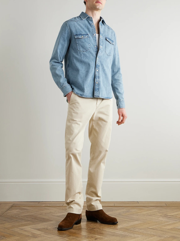  Mr P. - Denim Western Shirt - Men - Blue - Xs 