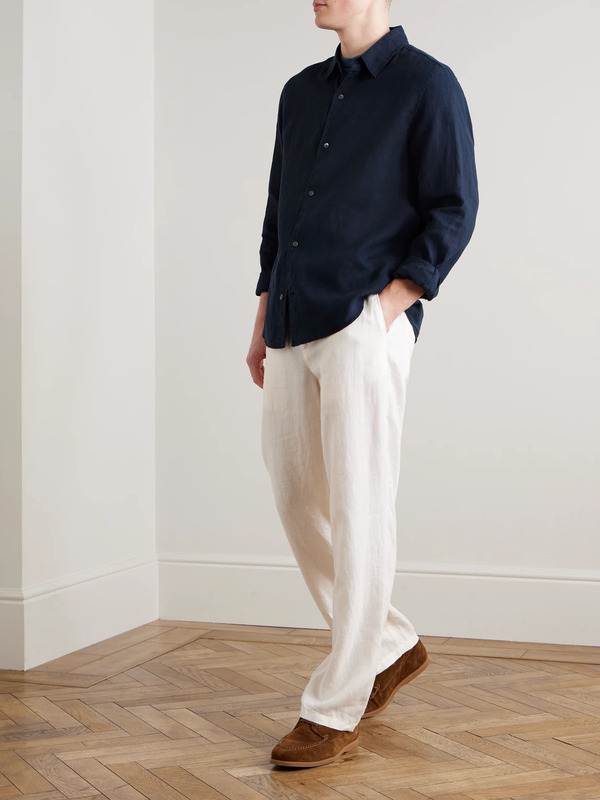  Mr P. - Garment-dyed Linen Shirt - Men - Blue - Xs 