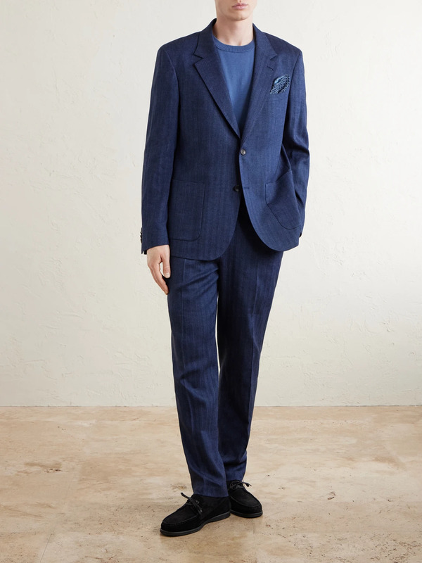  Mr P. - Herringbone Linen-blend Suit Jacket - Men - Blue - 36 