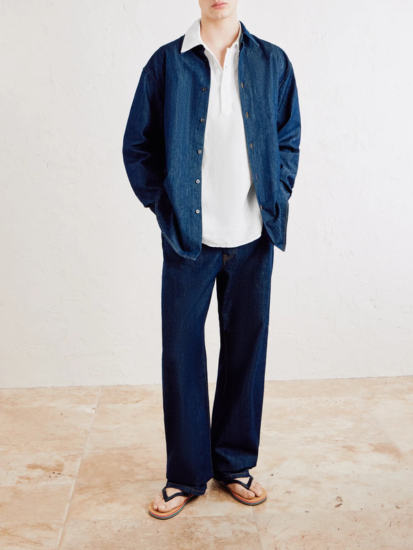  Mr P. - Linen Henley Shirt - Men - White - Xs 