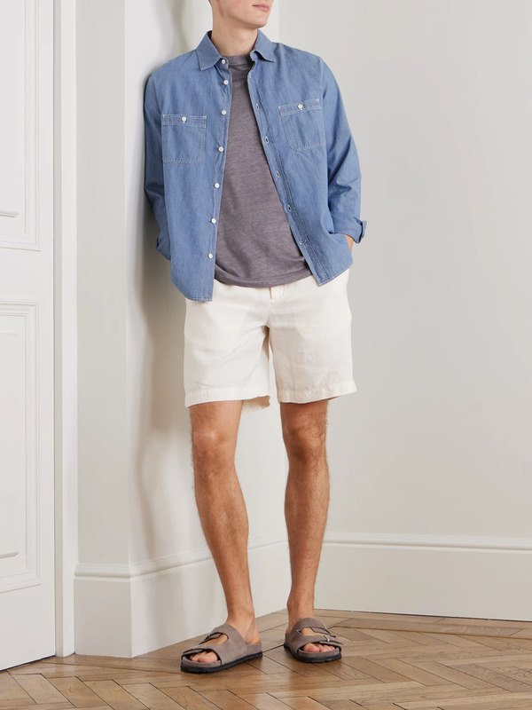  Mr P. - Linen T-shirt - Men - Purple - Xs 