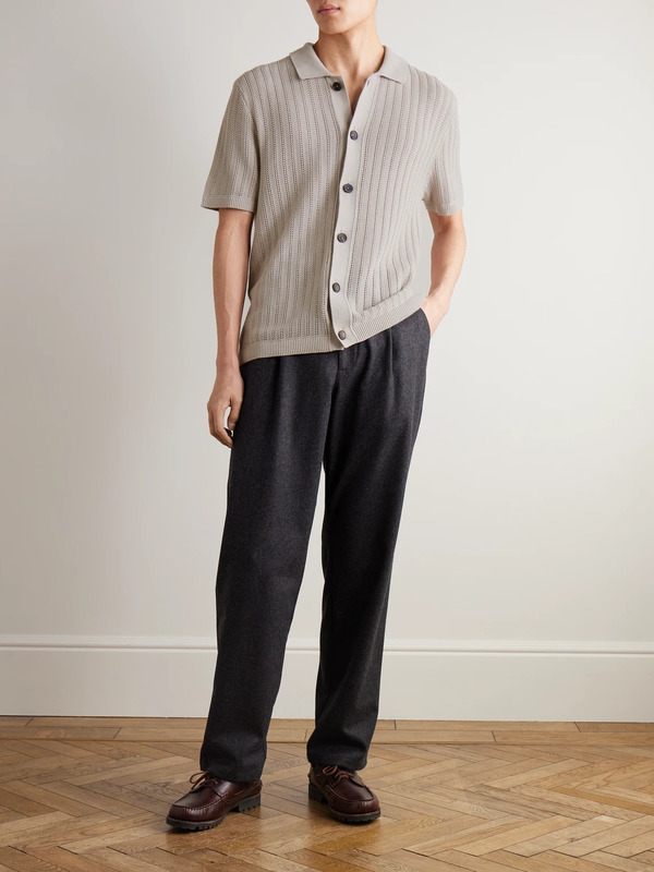  Mr P. - Pointelle-knit Cotton Shirt - Men - Gray - Xs 