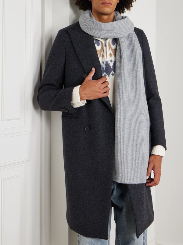  Mr P. - Ribbed Cashmere Scarf - Men - Gray 