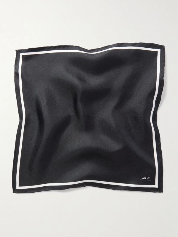  Mr P. - Silk-satin Pocket Square - Men - Black 