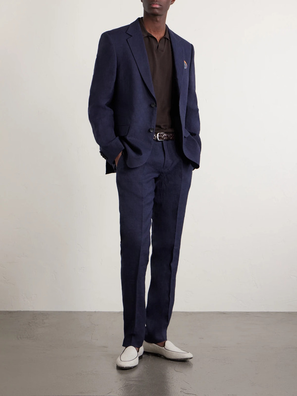  Mr P. - Slim-fit Linen Suit Jacket - Men - Blue - 36 