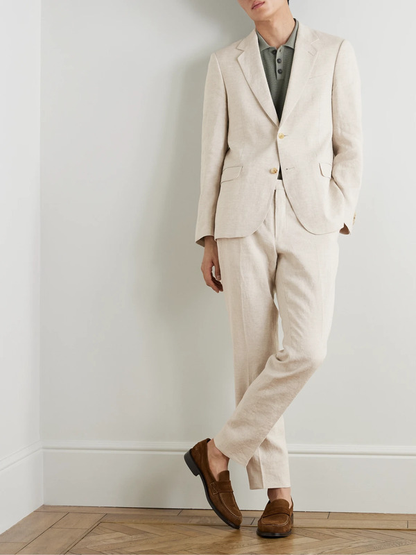  Mr P. - Slim-fit Linen Suit Jacket - Men - Neutrals - 36 