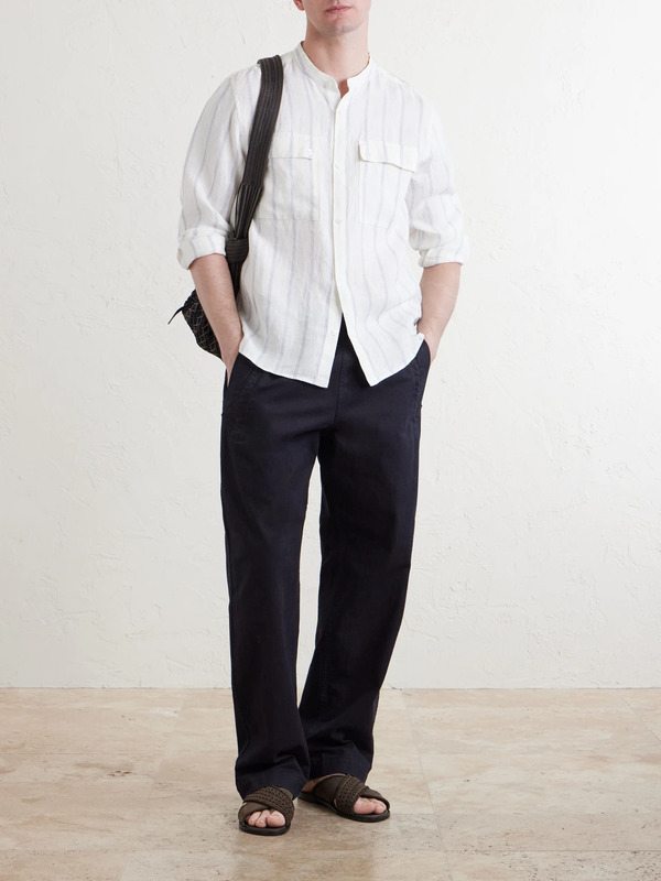  Mr P. - Striped Linen Shirt - Men - White - Xs 