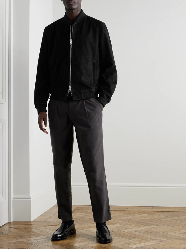  Mr P. - Suede Bomber Jacket - Men - Black - Xs 