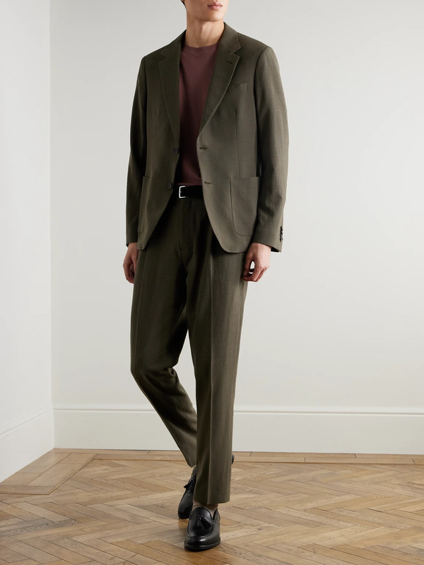  Mr P. - Wool-blend Seersucker Suit Jacket - Men - Green - 36 