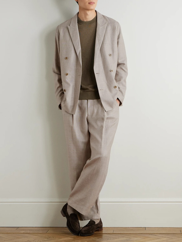  Nn07 - Kay 10027 Straight-leg Pleated Linen And Wool-blend Suit Trousers - Men - Neutrals - Uk/us 32 