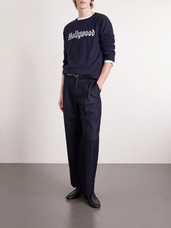  N.peal - Hollywood Authentic The Hollywood Gothic Logo-intarsia Organic Cashmere Sweater - Men - Blue - S 