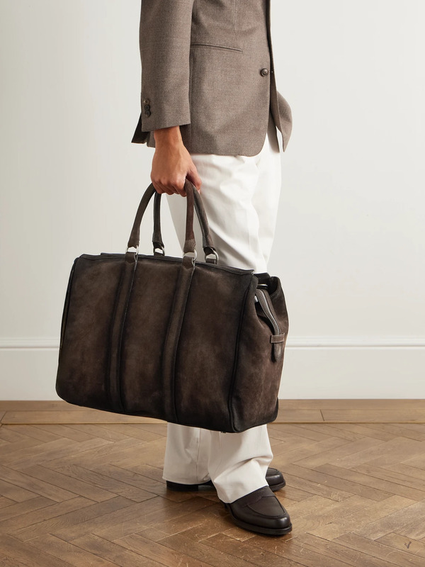  Officine Creative - Quentin 009 Airbrushed Suede Weekend Bag - Men - Brown 
