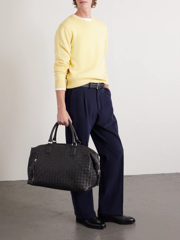  Officine Creative - Woven Leather Weekend Bag - Men - Black 