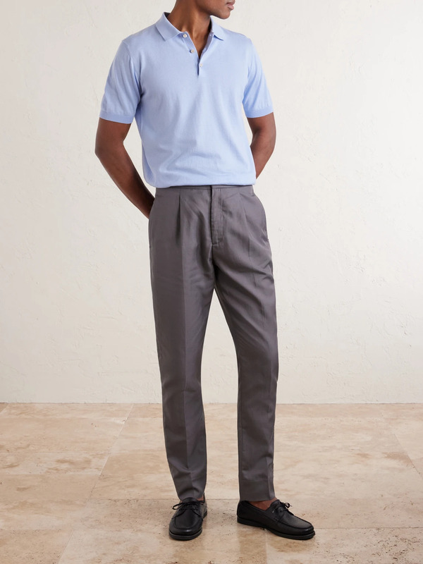  Officine Générale - Drew Tapered Pleated Lyocell, Linen And Cotton-blend Trousers - Men - Gray - It 48 