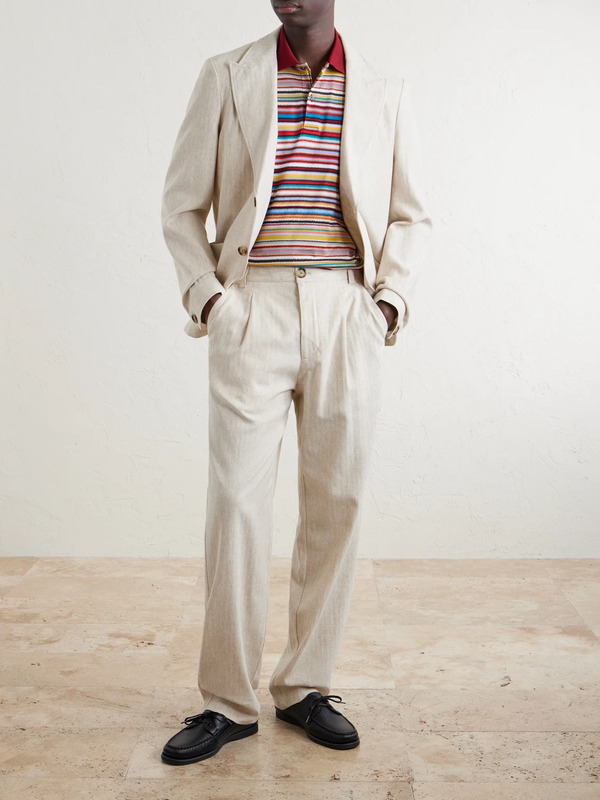  Oliver Spencer - Morton Straight-leg Pleated Cotton And Linen-blend Trousers - Men - Neutrals - Uk/us 28 