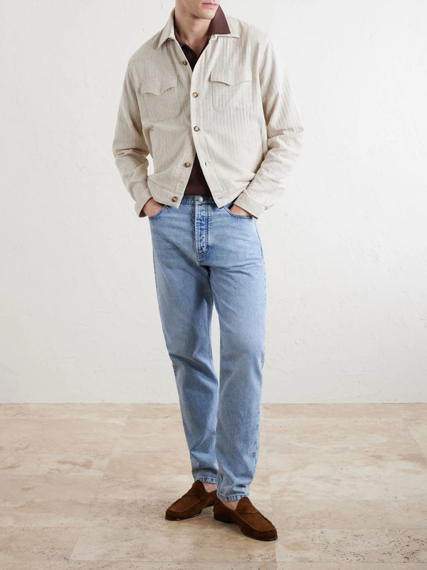  Oliver Spencer - Witley Striped Cotton And Linen-blend Jacket - Men - Neutrals - Xs 