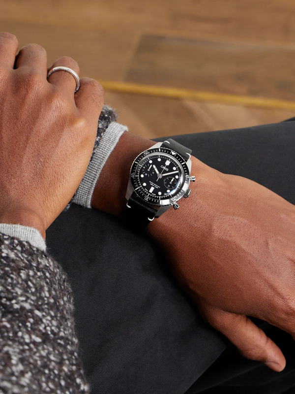  Oris - Divers Sixty-five Automatic Chronograph 40mm Stainless Steel And Leather Watch, Ref. No. 01 771 7791 4054-07 6 20 01 - Men - Black 