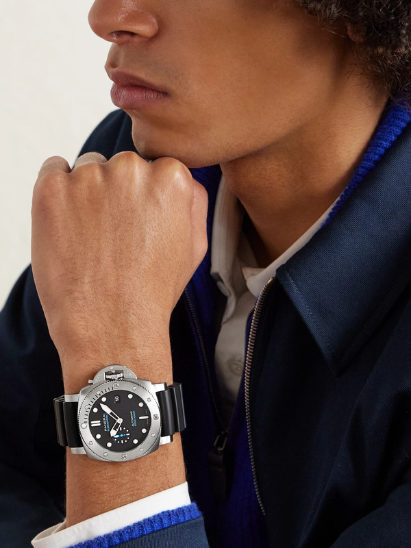  Panerai - Submersible Quarantaquattro Automatic 44mm Stainless Steel And Rubber Watch, Ref. No. Pnpam01596 - Men - Black 