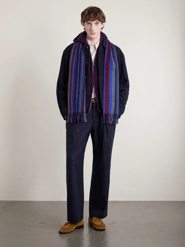  Paul Smith - Fringed Striped Wool Scarf - Men - Blue 
