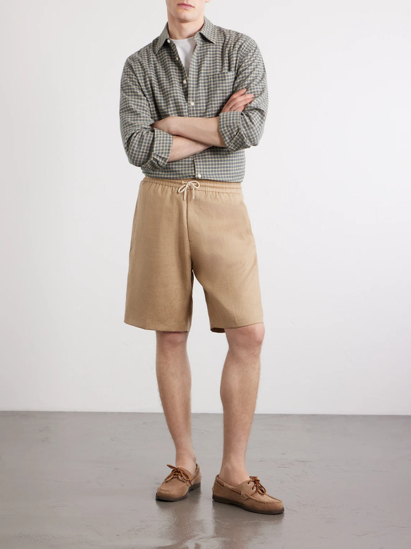  Paul Smith - Pleated Linen Drawstring Shorts - Men - Neutrals - S 