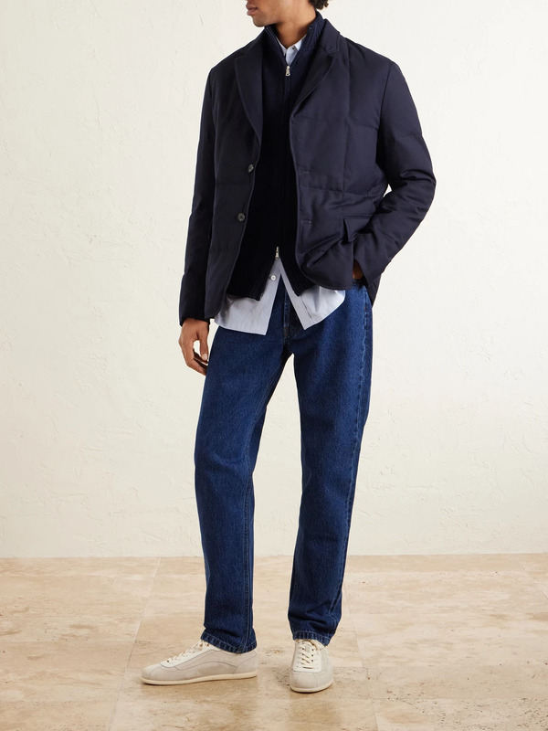  Paul Smith - Quilted Wool-twill Down Blazer - Men - Blue - M 