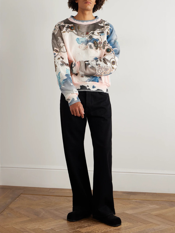  Proleta Re Art - Embellished Embroidered Printed Cotton-jersey Sweatshirt - Men - Multi - L 