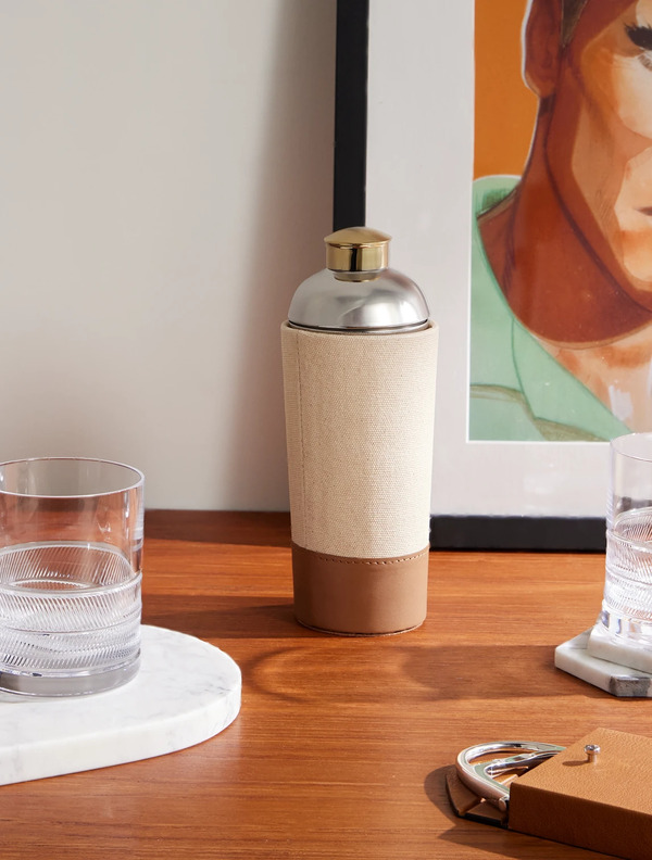 Ralph Lauren Home - Garrett Silver- And Gold-tone, Canvas And Leather Cocktail Shaker - Men - Silver 
