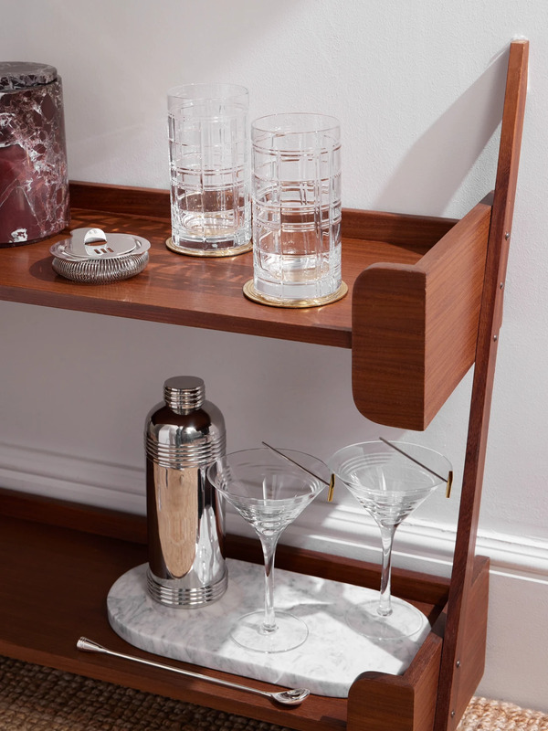  Ralph Lauren Home - Hudson Plaid Set Of Two Highball Crystal Glasses - Men - Neutrals 