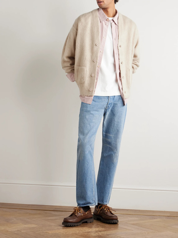  Remi Relief - Brushed-knit Cardigan - Men - Neutrals - S 