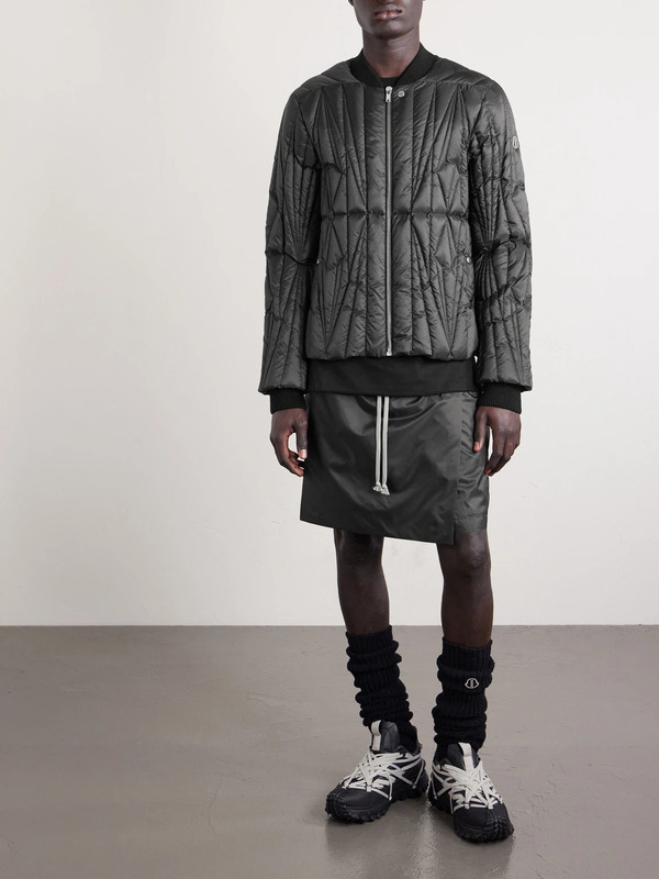  Rick Owens - Moncler Logo-appliquéd Quilted Shell Down Jacket - Men - Black - 1 