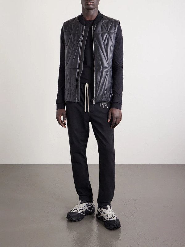  Rick Owens - Moncler Straight-leg Logo-appliquéd Embroidered Cotton-jersey Sweatpants - Men - Black - S 