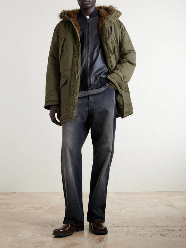  Rrl - Plush-trimmed Padded Shell Hooded Parka - Men - Green - S 