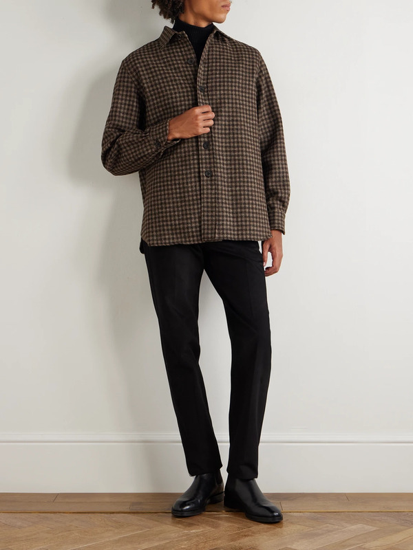  Rubinacci - Checked Wool Shirt - Men - Brown - M 