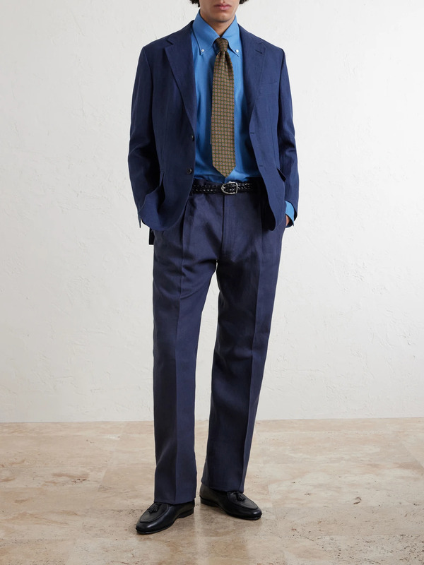 Rubinacci - Ciro Straight-leg Linen Suit Trousers - Men - Blue - It 46 