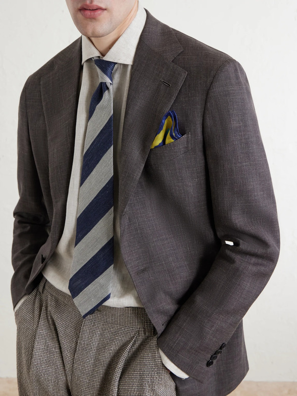  Rubinacci - Printed Silk-twill Pocket Square - Men - Blue 