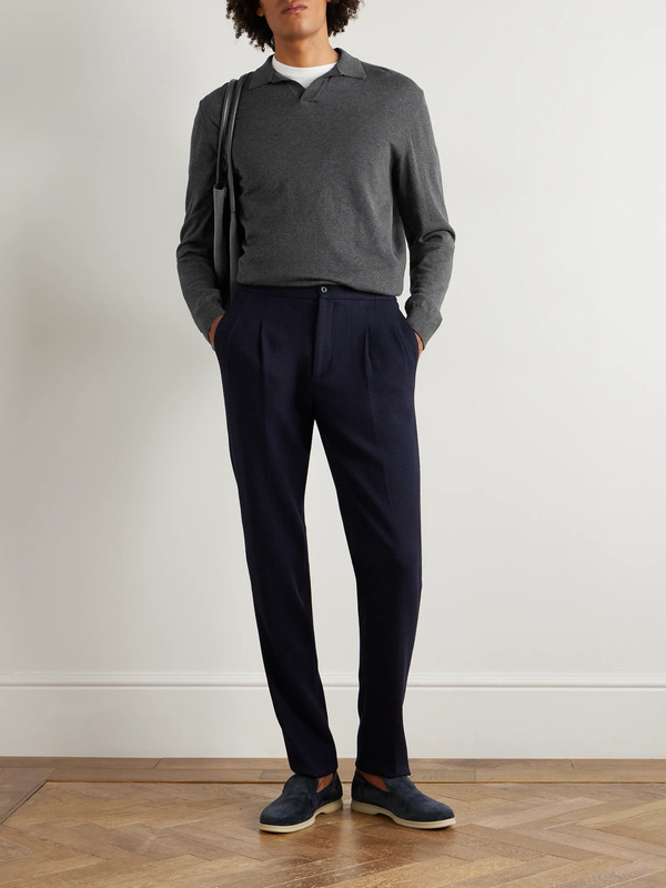  Rubinacci - Straight-leg Pleated Super 130s Wool Trousers - Men - Blue - It 46 