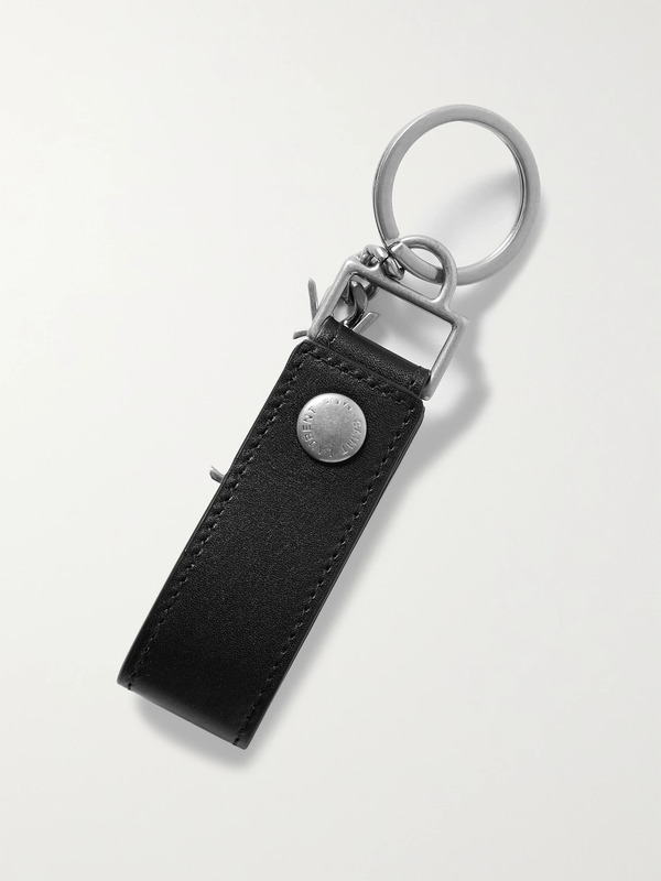  Saint Laurent - Leather And Burnished Silver-tone Key Fob - Men - Black 