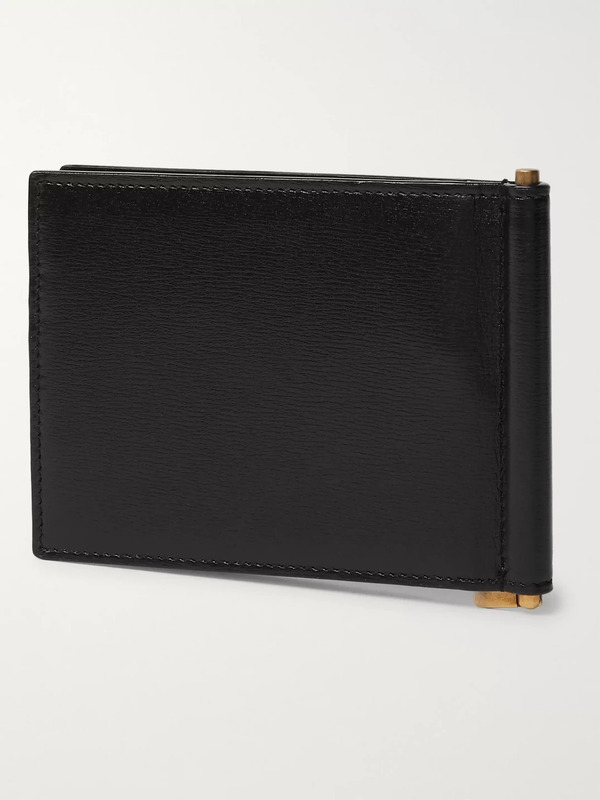  Saint Laurent - Logo-appliquéd Leather Billfold Wallet With Money Clip - Men - Black 