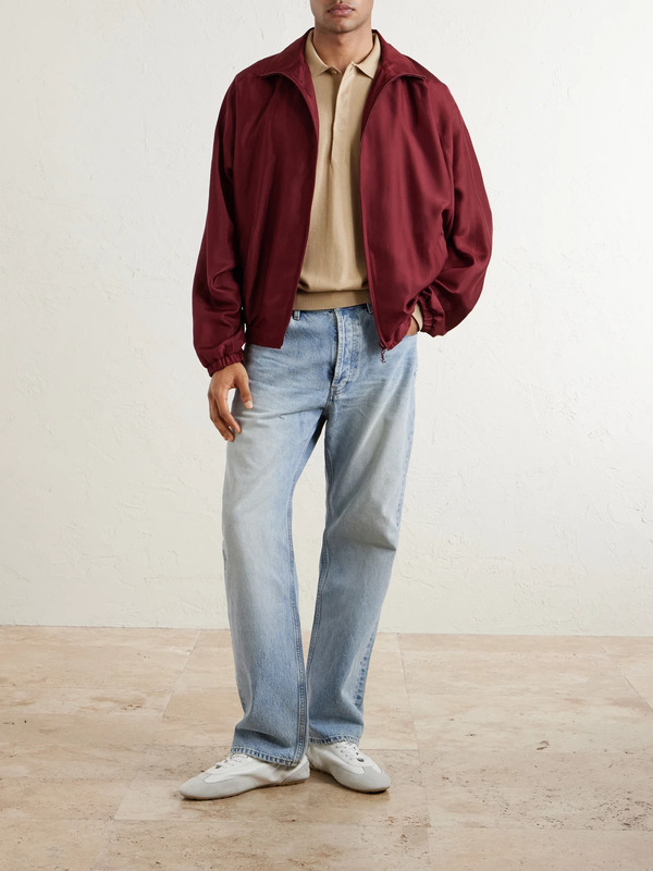  Saint Laurent - Silk-habotai Blouson Jacket - Men - Red - It 42 