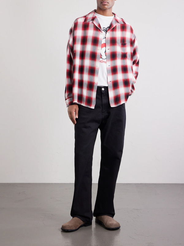  Saint Mxxxxxx - Convertible-collar Checked Flannel Shirt - Men - Red - S 