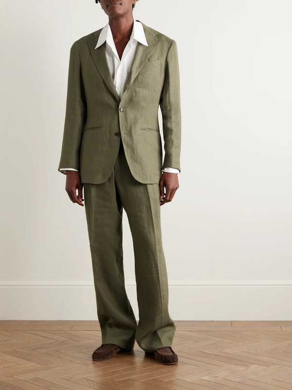  Saman Amel - Unstructured Linen Suit Jacket - Men - Green - It 48 