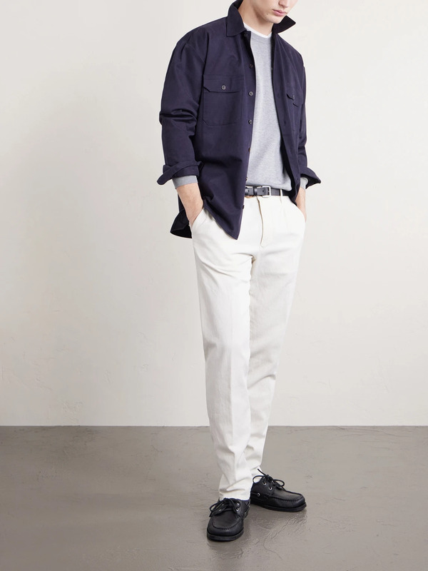 Slowear - Tapered Pleated Stretch-cotton And Linen-blend Gabardine Trousers - Men - White - Uk/us 29 