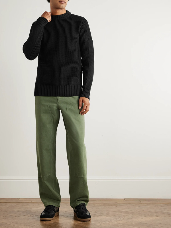  S.n.s. Herning - Robust Slim-fit Ribbed Merino Wool Sweater - Men - Black - S 
