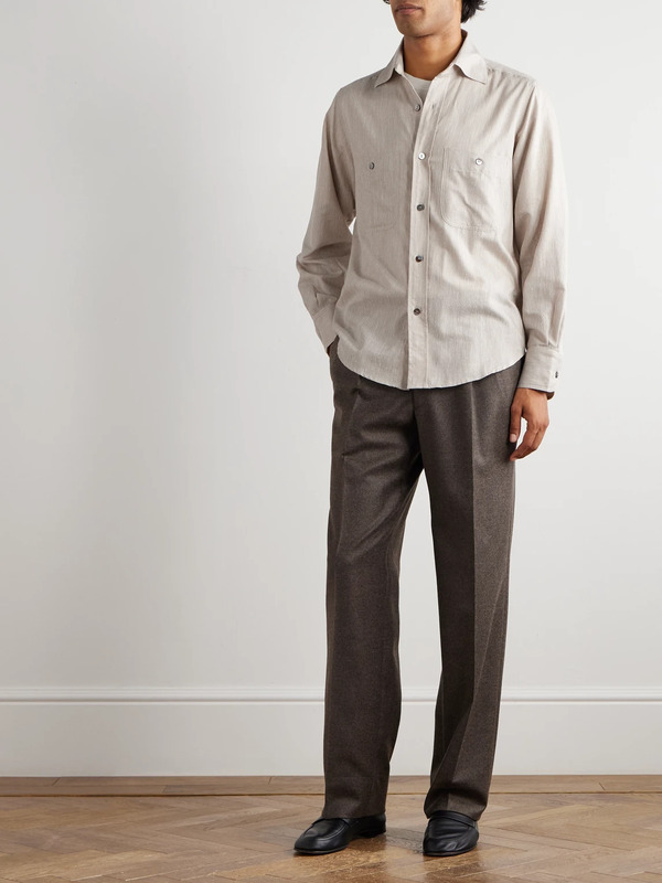  Stòffa - Cotton And Silk-blend Dupioni Shirt - Men - Neutrals - It 46 
