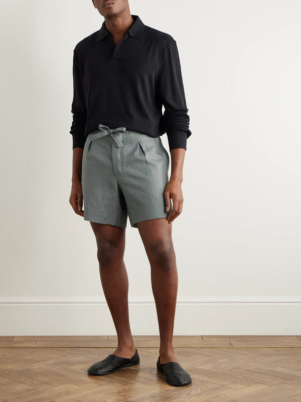  Stòffa - Straight-leg Linen Drawstring Shorts - Men - Gray - It 52 