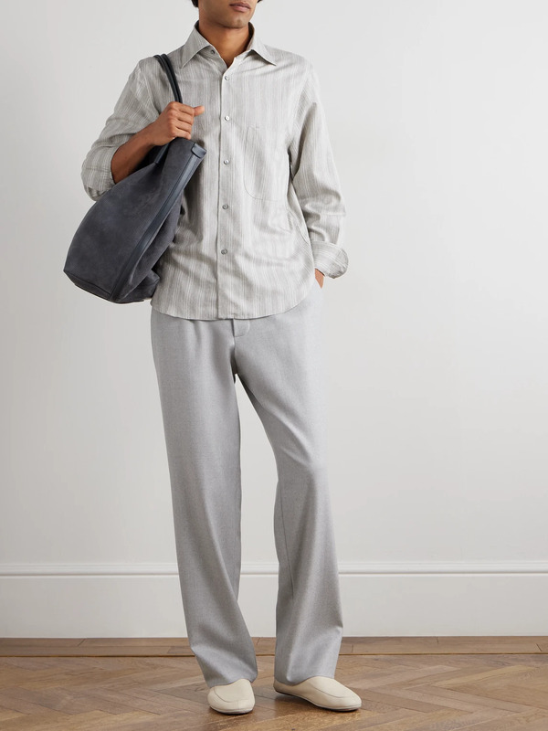  Stòffa - Striped Cotton And Silk-blend Dupioni Shirt - Men - Gray - It 46 