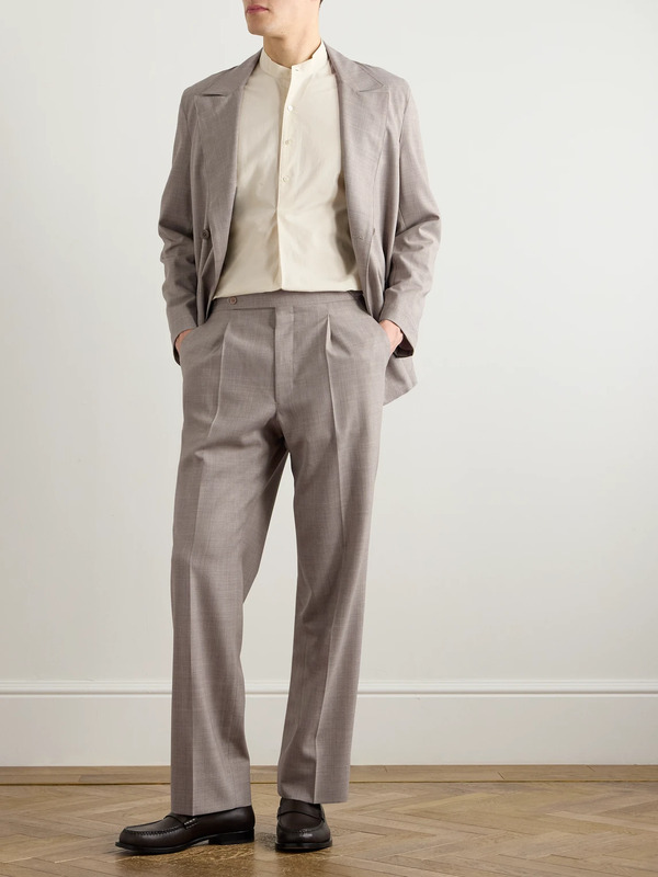  Stòffa - Wide-leg Pleated Wool Suit Trousers - Men - Brown - It 52 
